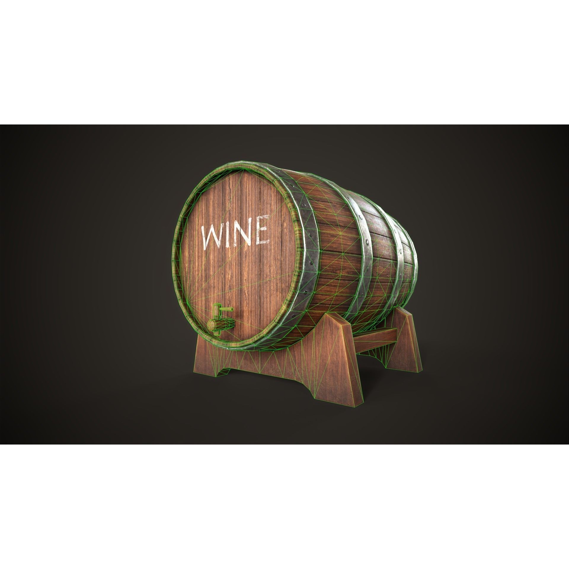 Wine Barrel - Low-Poly Game-Ready 3D Model