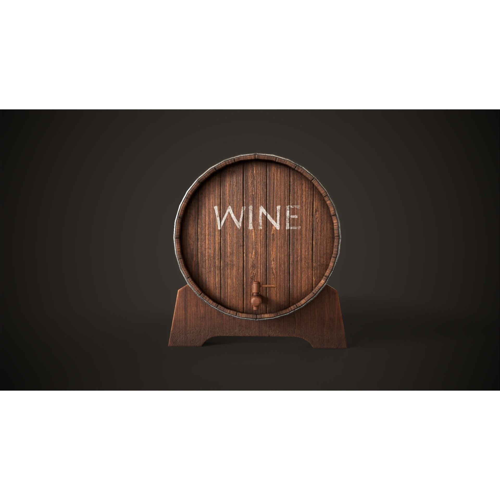 Wine Barrel - Low-Poly Game-Ready 3D Model - View 10