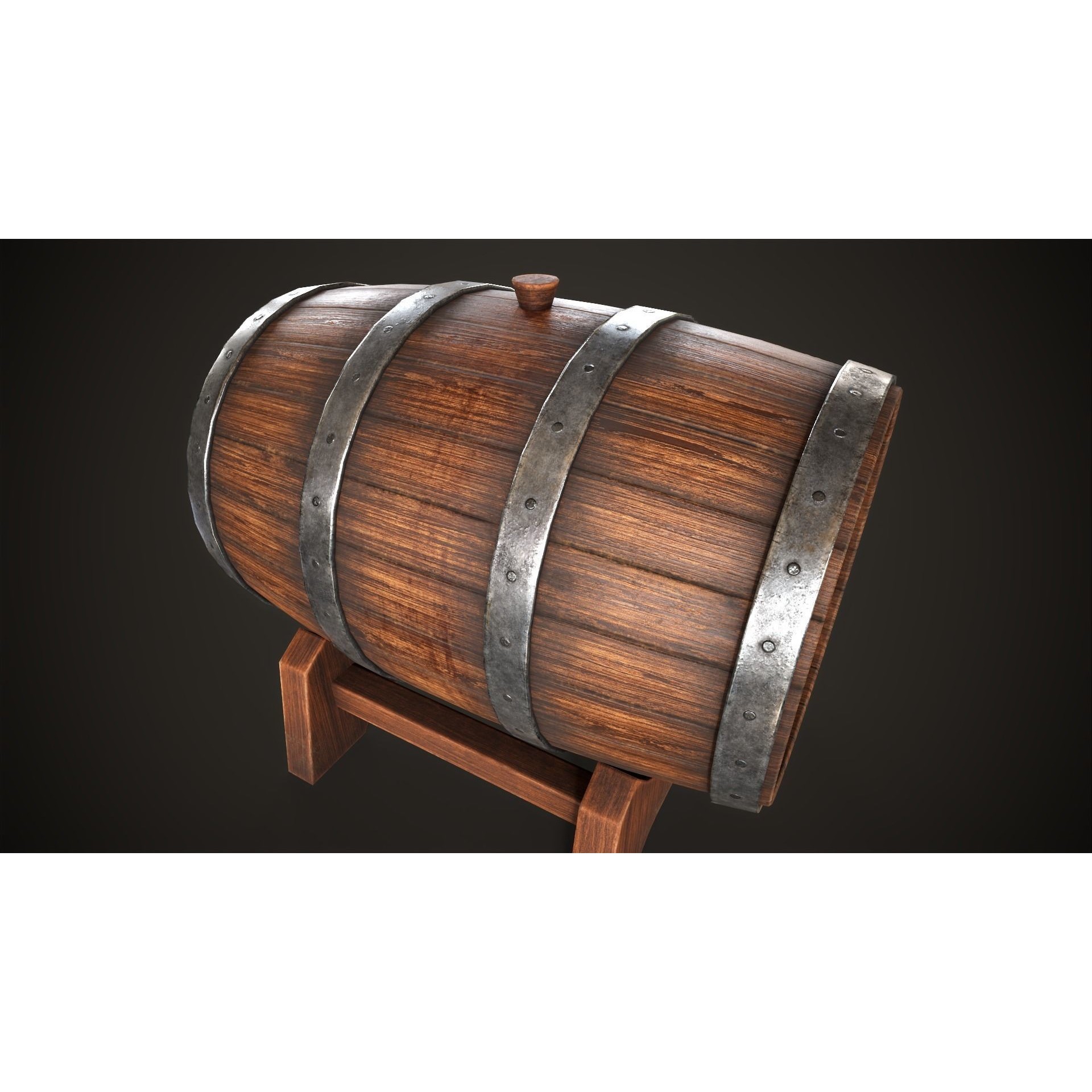 Wine Barrel - Low-Poly Game-Ready 3D Model - View 13