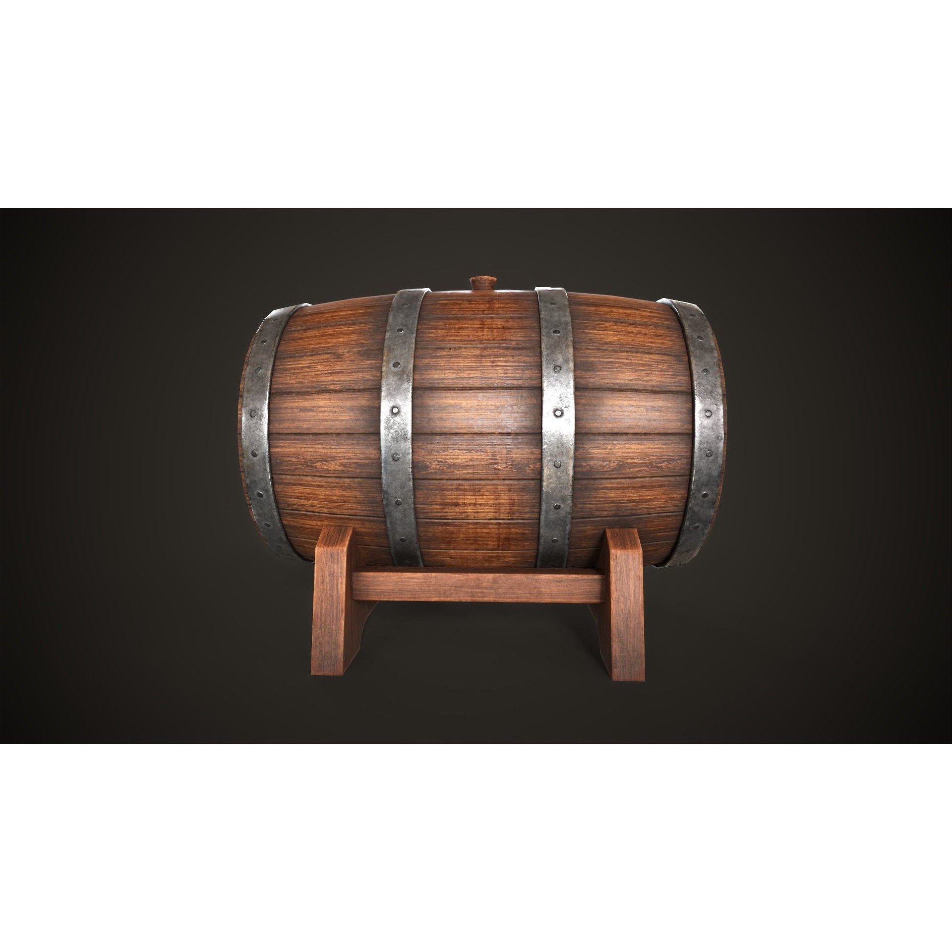 Wine Barrel - Low-Poly Game-Ready 3D Model - View 6
