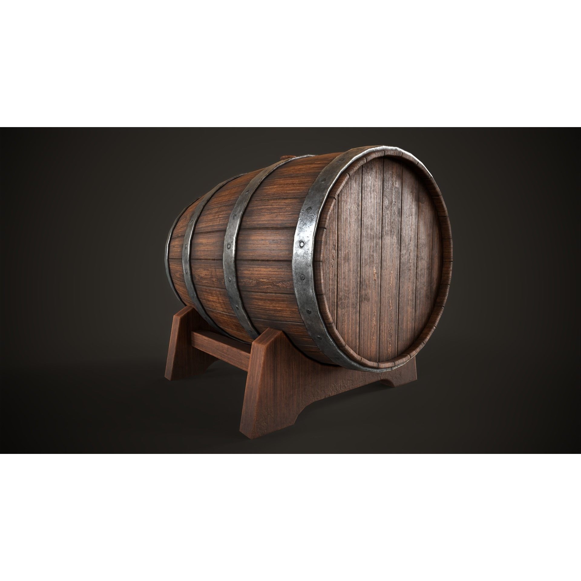 Wine Barrel - Low-Poly Game-Ready 3D Model - View 8