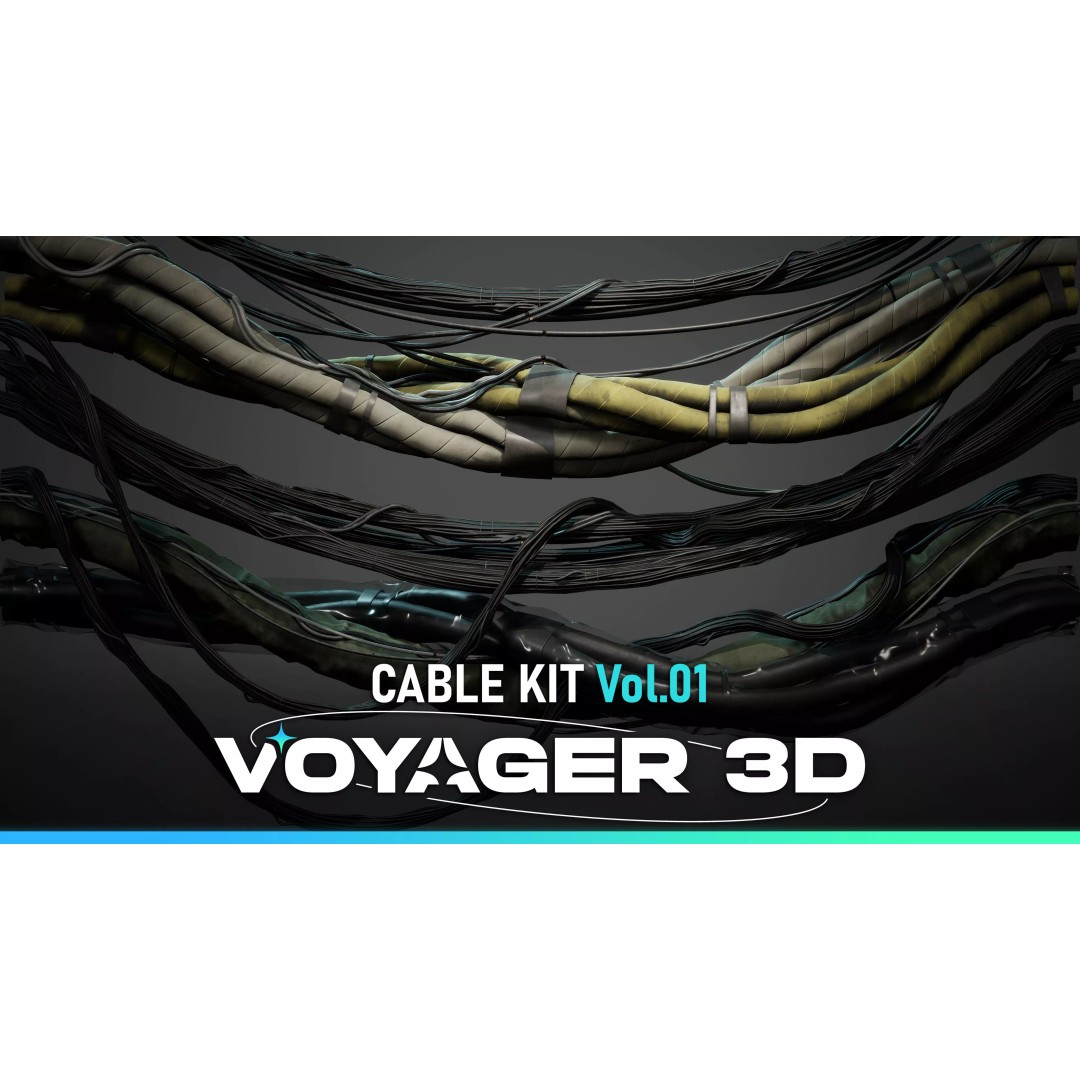 Spline Cable Kit 3D Model – Low Poly Modular Cable Tray, FBX - View 2