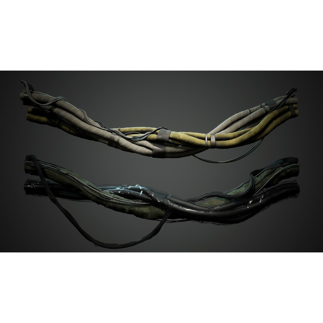 Spline Cable Kit 3D Model – Low Poly Modular Cable Tray, FBX - View 5