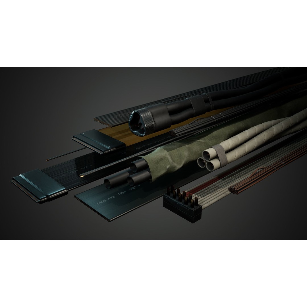 Spline Cable Kit 3D Model – Low Poly Modular Cable Tray, FBX - View 7