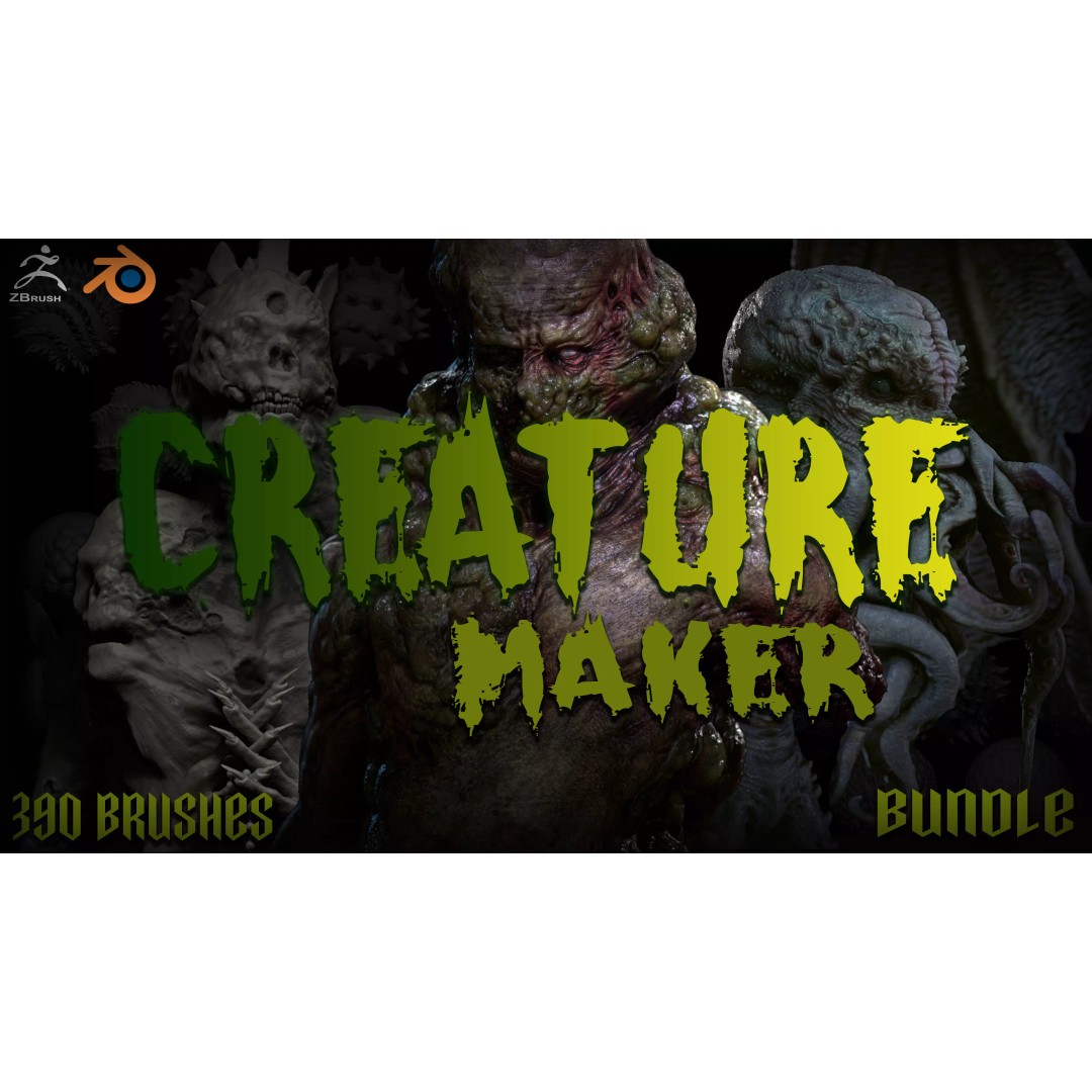 Creature Maker 3D Model – 390 Brushes Bundle for Zbrush & Blender - View 2