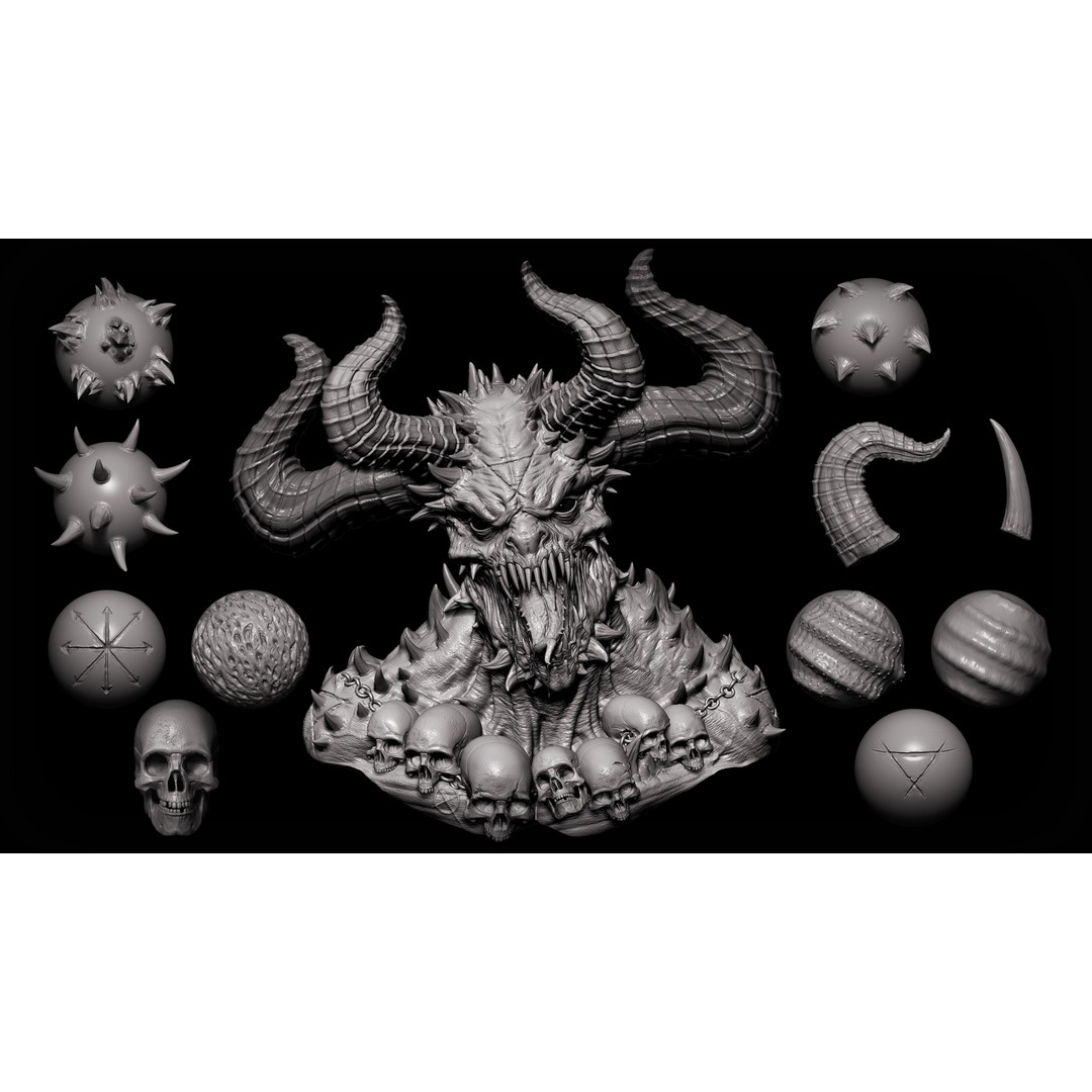 Unholy Brushes 3D Model – High Quality VDM & IMM Pack for Zbrush & Blender - View 3