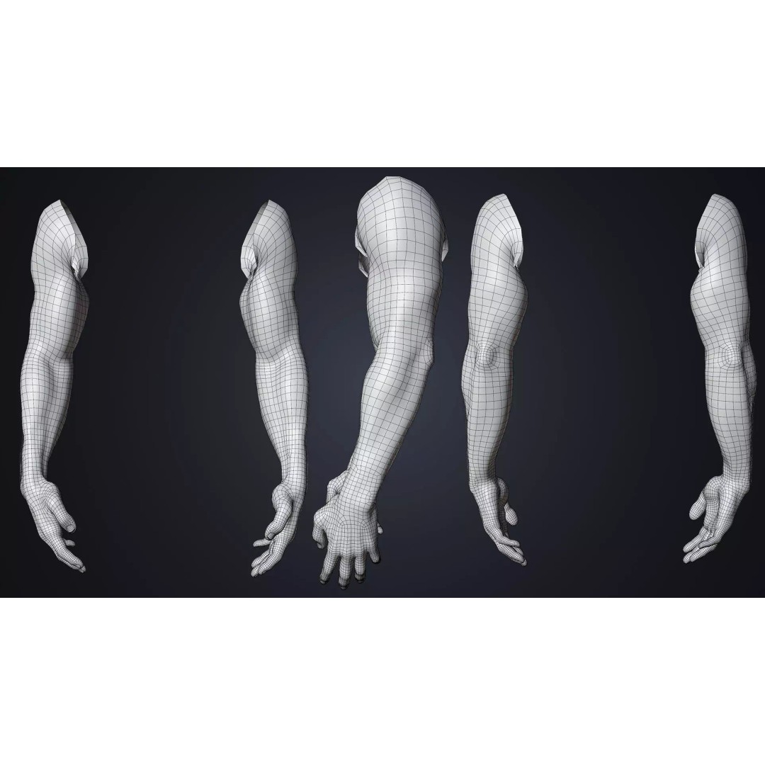 Realistic Male Hands 3D Model – Low Poly Rigged Asset for Blender - View 13