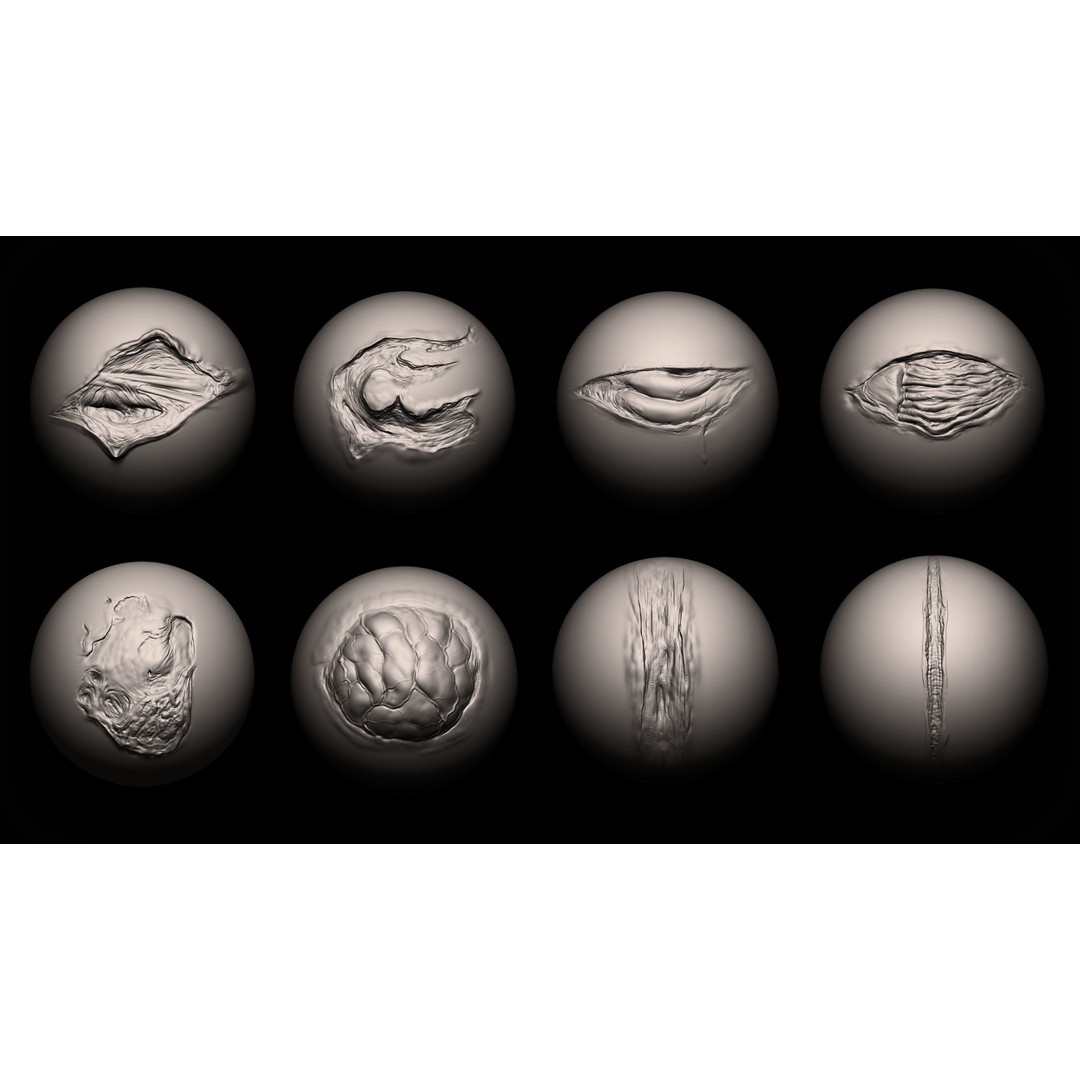 Wounds Maker 3D Model – 100 Brushes Bundle for Zbrush & Blender