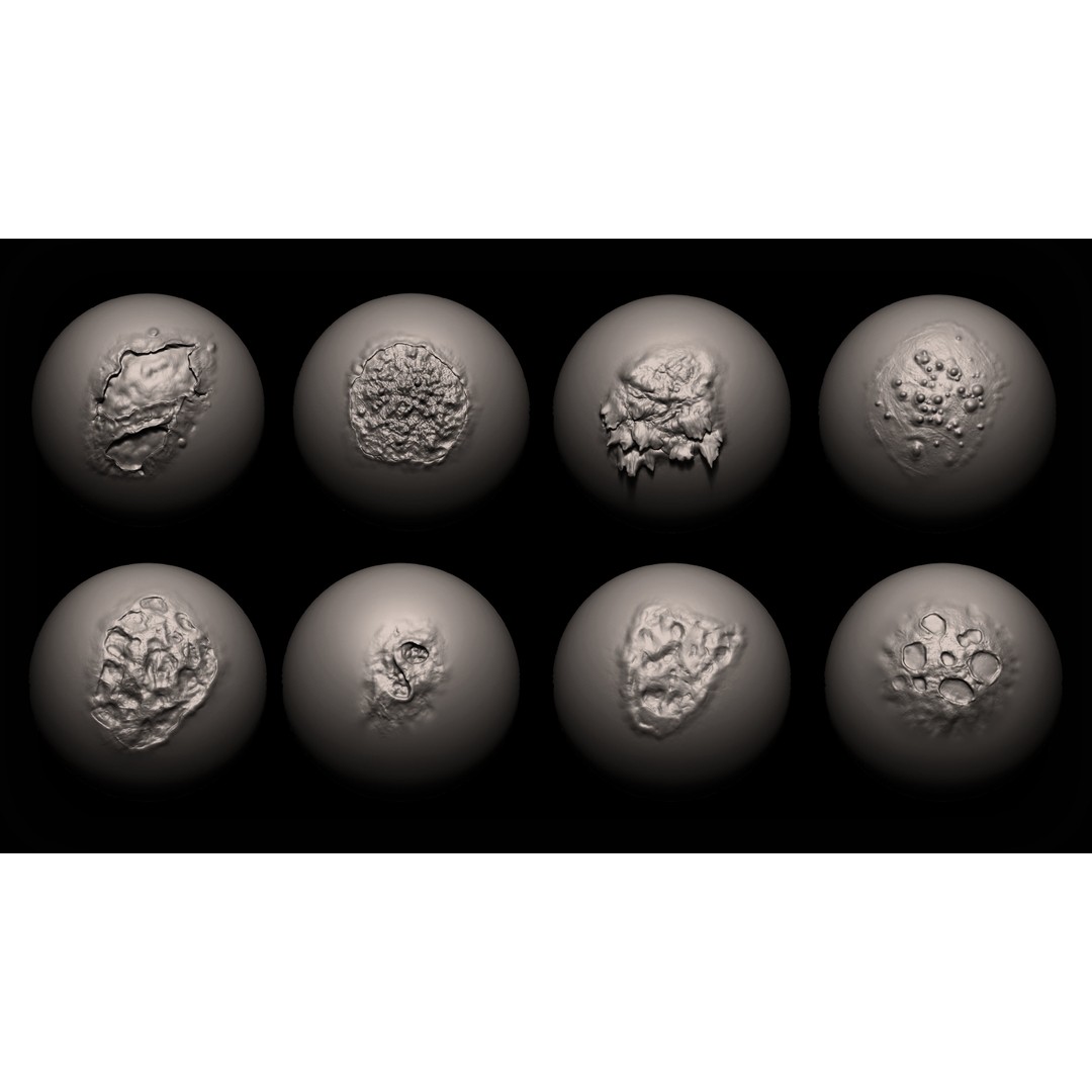 Wounds Maker 3D Model – 100 Brushes Bundle for Zbrush & Blender - View 10