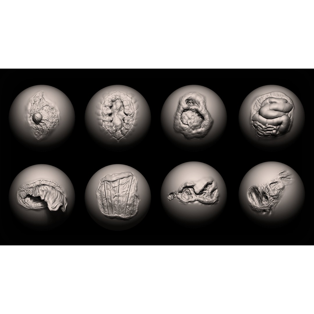 Wounds Maker 3D Model – 100 Brushes Bundle for Zbrush & Blender - View 12