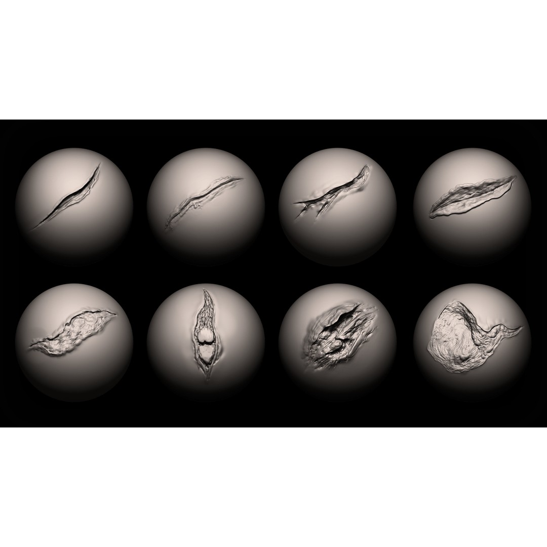 Wounds Maker 3D Model – 100 Brushes Bundle for Zbrush & Blender - View 3