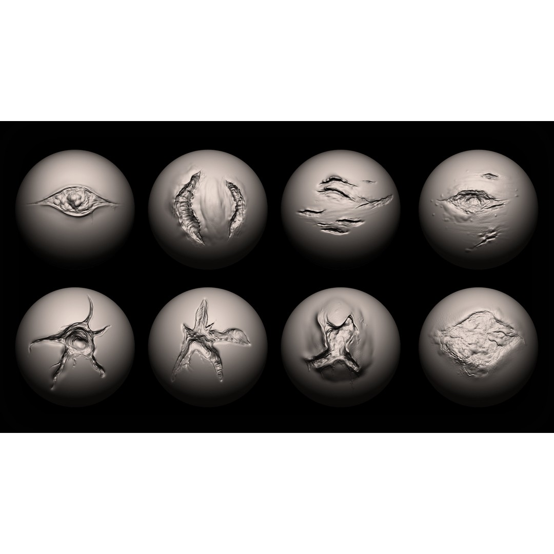 Wounds Maker 3D Model – 100 Brushes Bundle for Zbrush & Blender - View 6