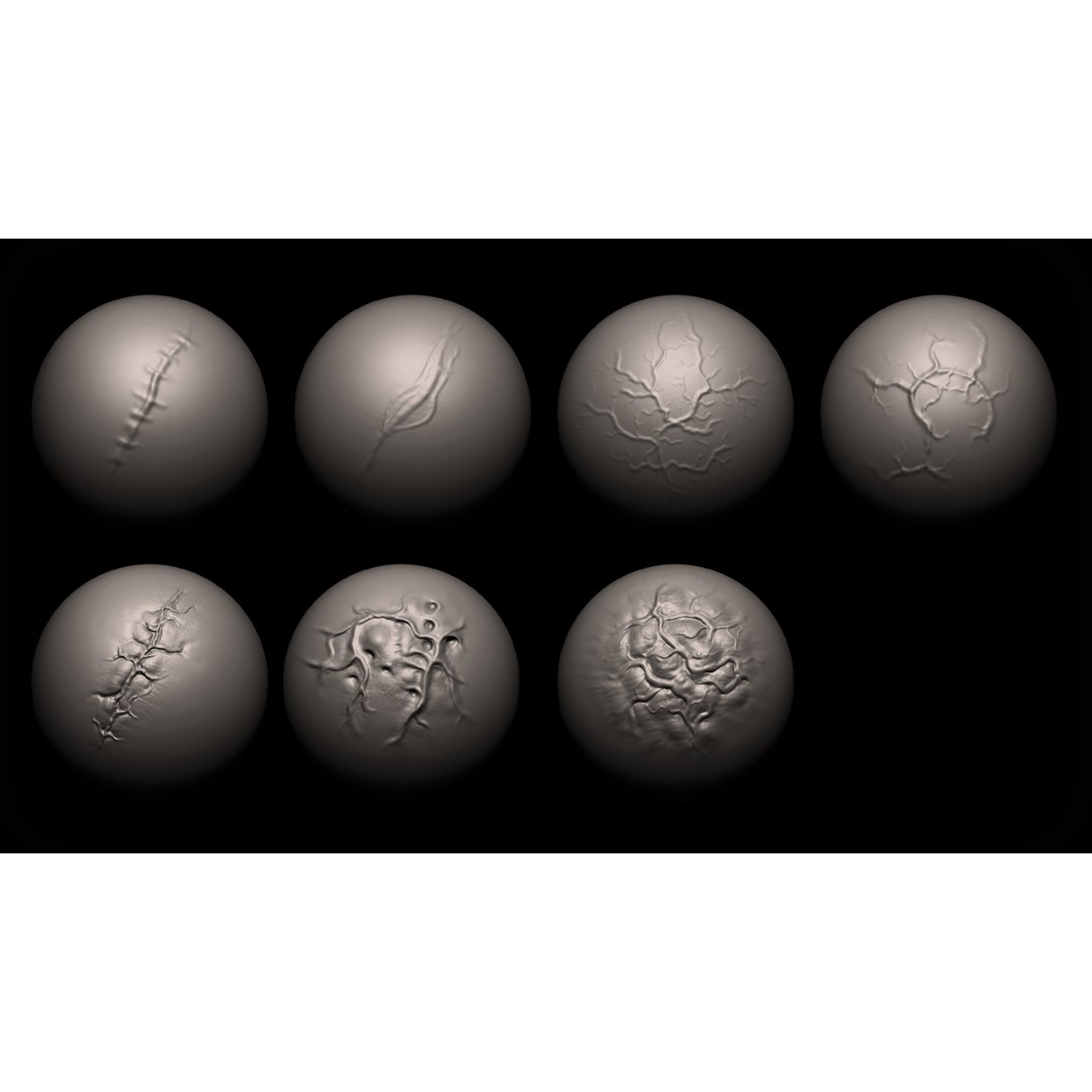 Wounds Maker 3D Model – 100 Brushes Bundle for Zbrush & Blender - View 7