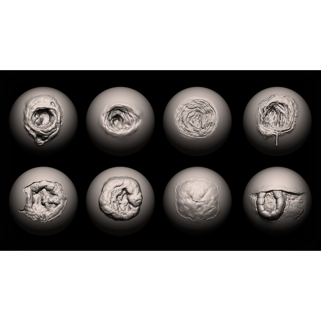 Wounds Maker 3D Model – 100 Brushes Bundle for Zbrush & Blender - View 9