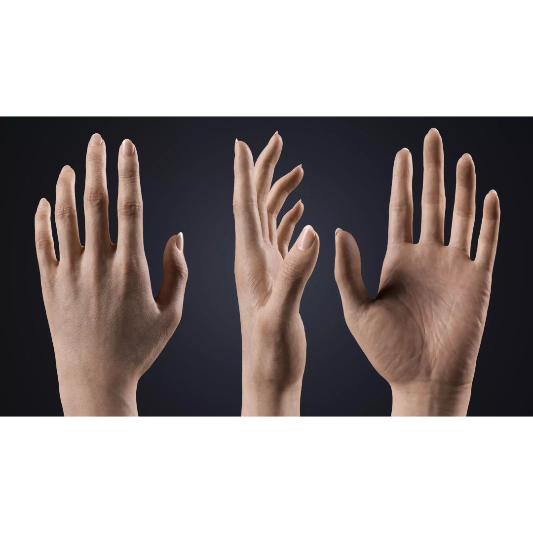 Realistic Female Hands 3D Model – Low Poly Rigged Asset for Blender - View 3