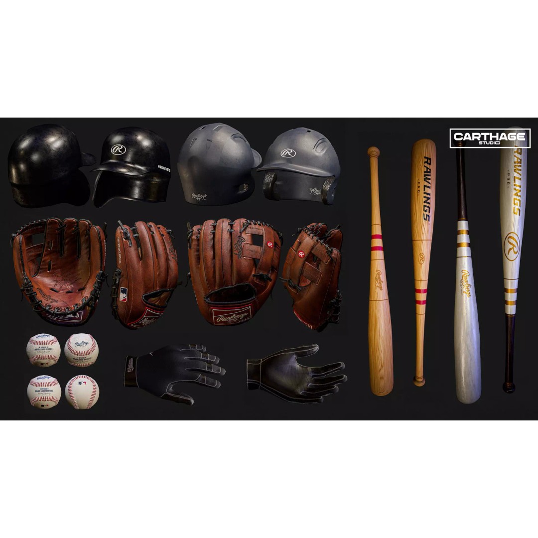Baseball Gear 3D Model – Low Poly Game Asset Pack, FBX, Blender - View 2
