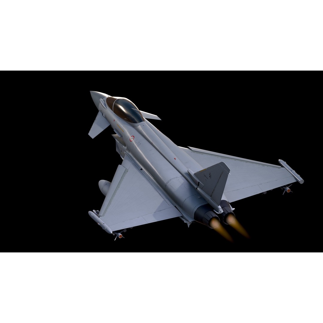 EuroFighter Typhoon 3D Model – Low Poly Rigged Aircraft, FBX, Blender - View 10