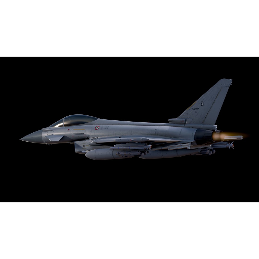 EuroFighter Typhoon 3D Model – Low Poly Rigged Aircraft, FBX, Blender - View 12