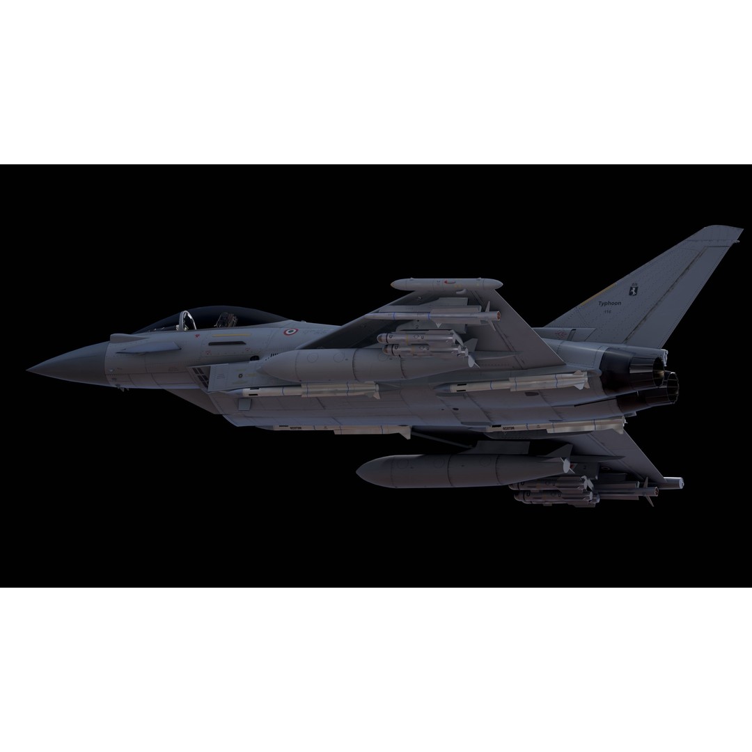 EuroFighter Typhoon 3D Model – Low Poly Rigged Aircraft, FBX, Blender - View 13