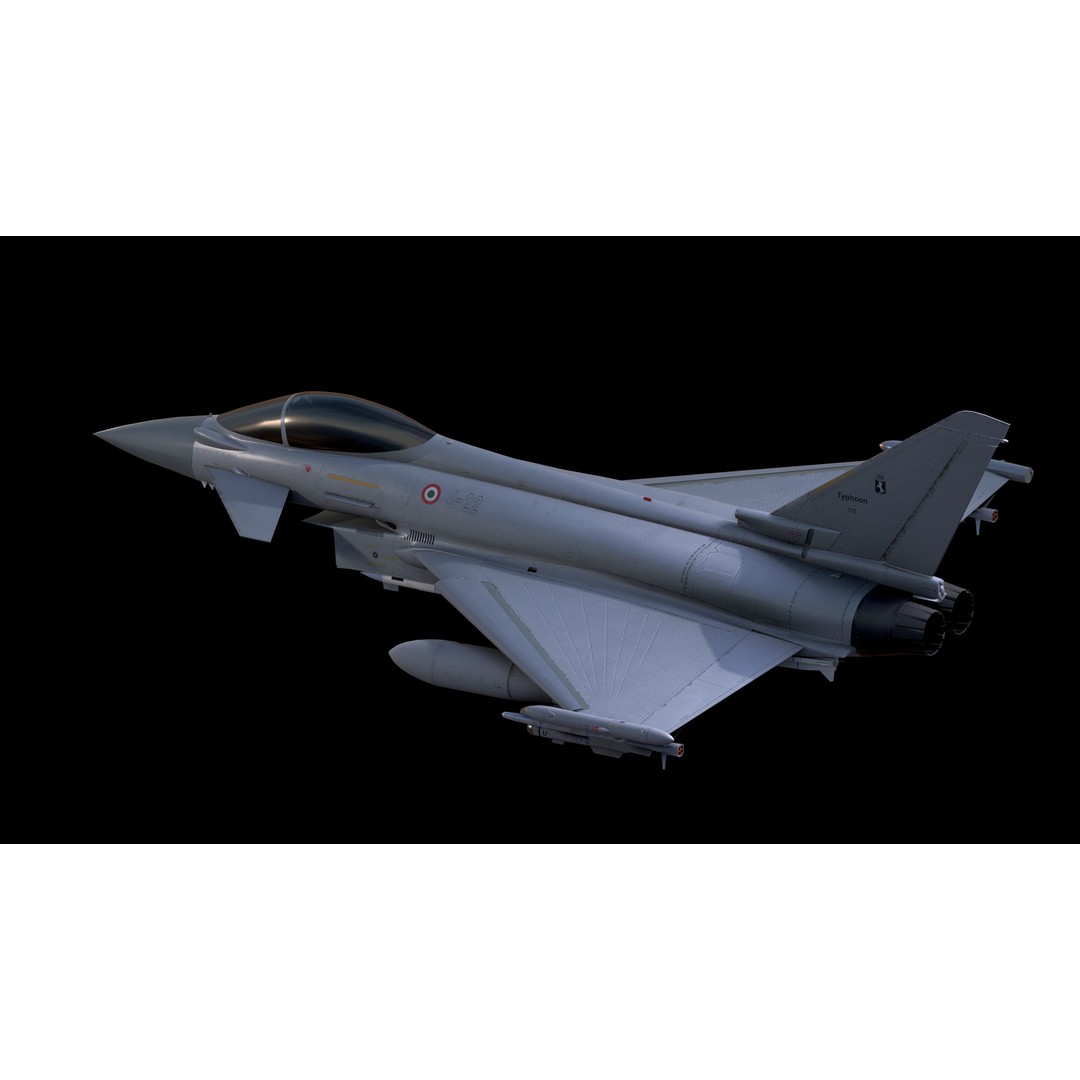 EuroFighter Typhoon 3D Model – Low Poly Rigged Aircraft, FBX, Blender - View 14