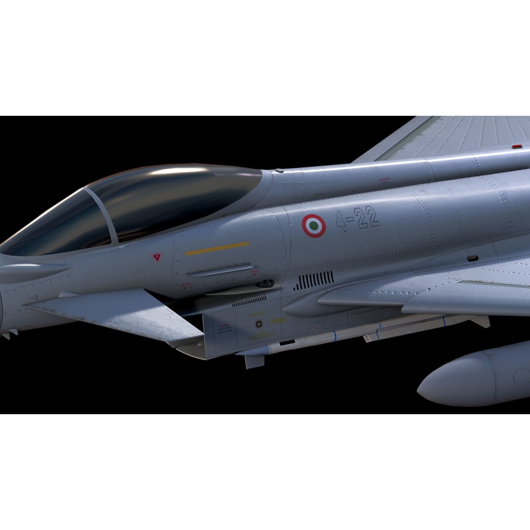 EuroFighter Typhoon 3D Model – Low Poly Rigged Aircraft, FBX, Blender - View 15