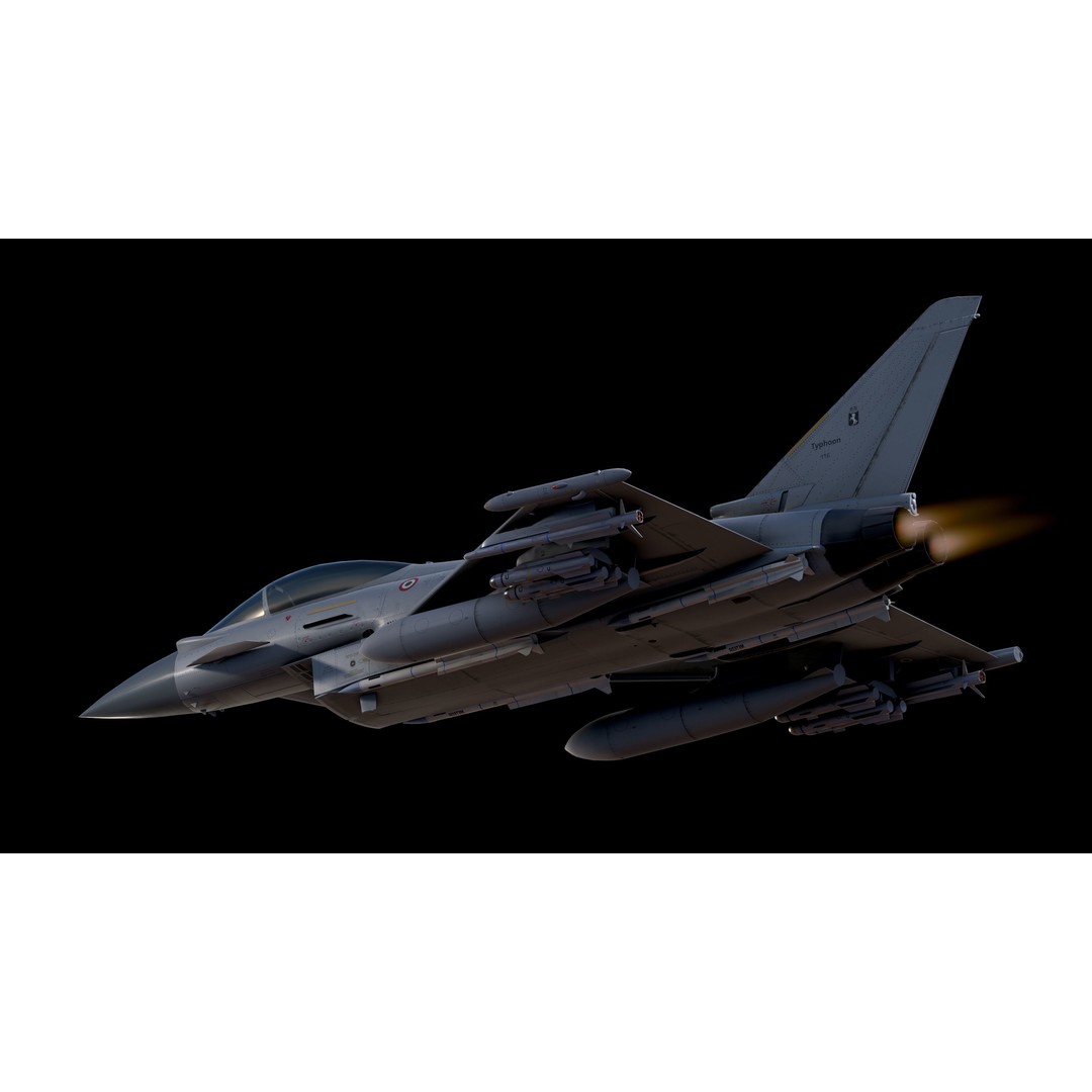 EuroFighter Typhoon 3D Model – Low Poly Rigged Aircraft, FBX, Blender - View 22