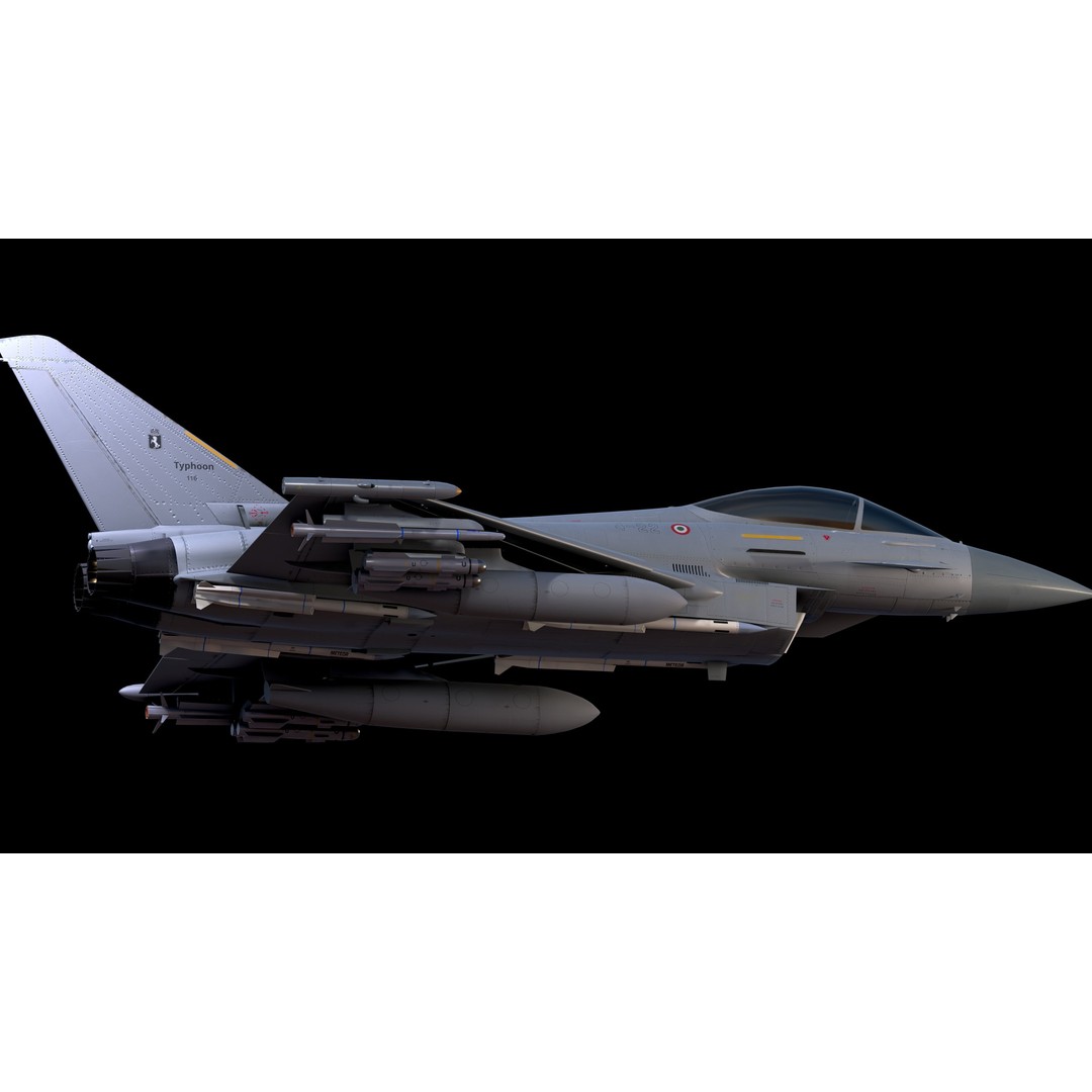 EuroFighter Typhoon 3D Model – Low Poly Rigged Aircraft, FBX, Blender - View 23