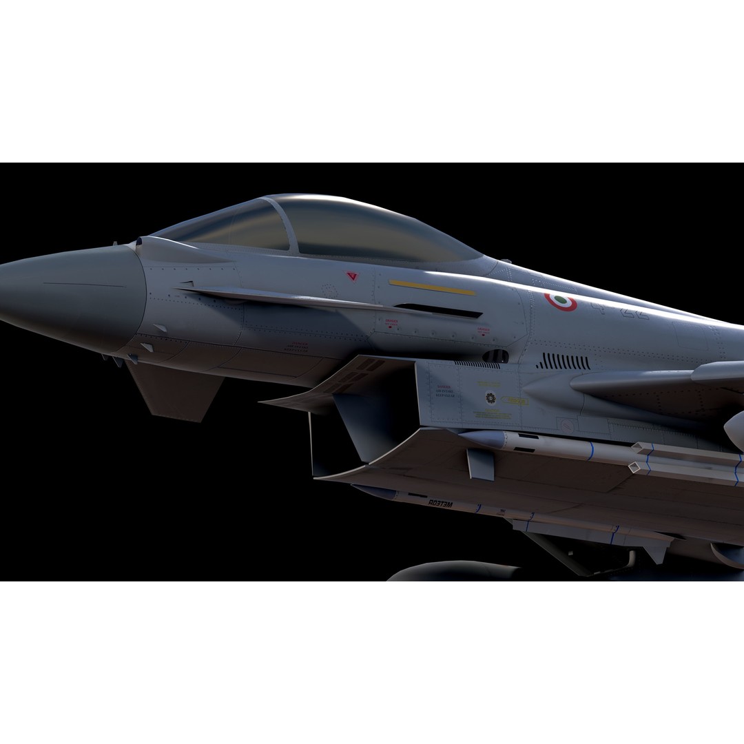 EuroFighter Typhoon 3D Model – Low Poly Rigged Aircraft, FBX, Blender - View 24