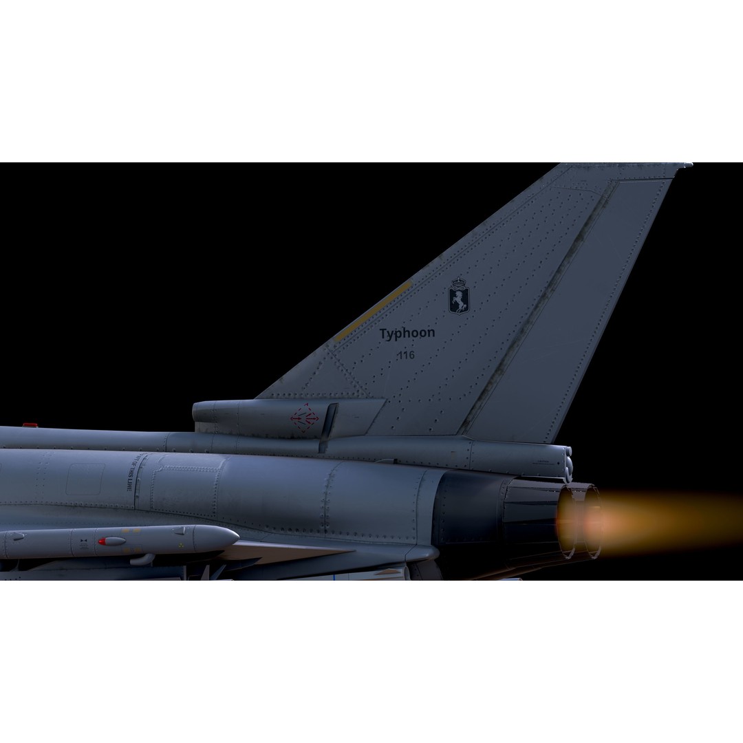 EuroFighter Typhoon 3D Model – Low Poly Rigged Aircraft, FBX, Blender - View 25