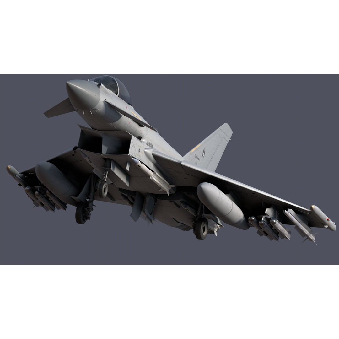 EuroFighter Typhoon 3D Model – Low Poly Rigged Aircraft, FBX, Blender - View 26
