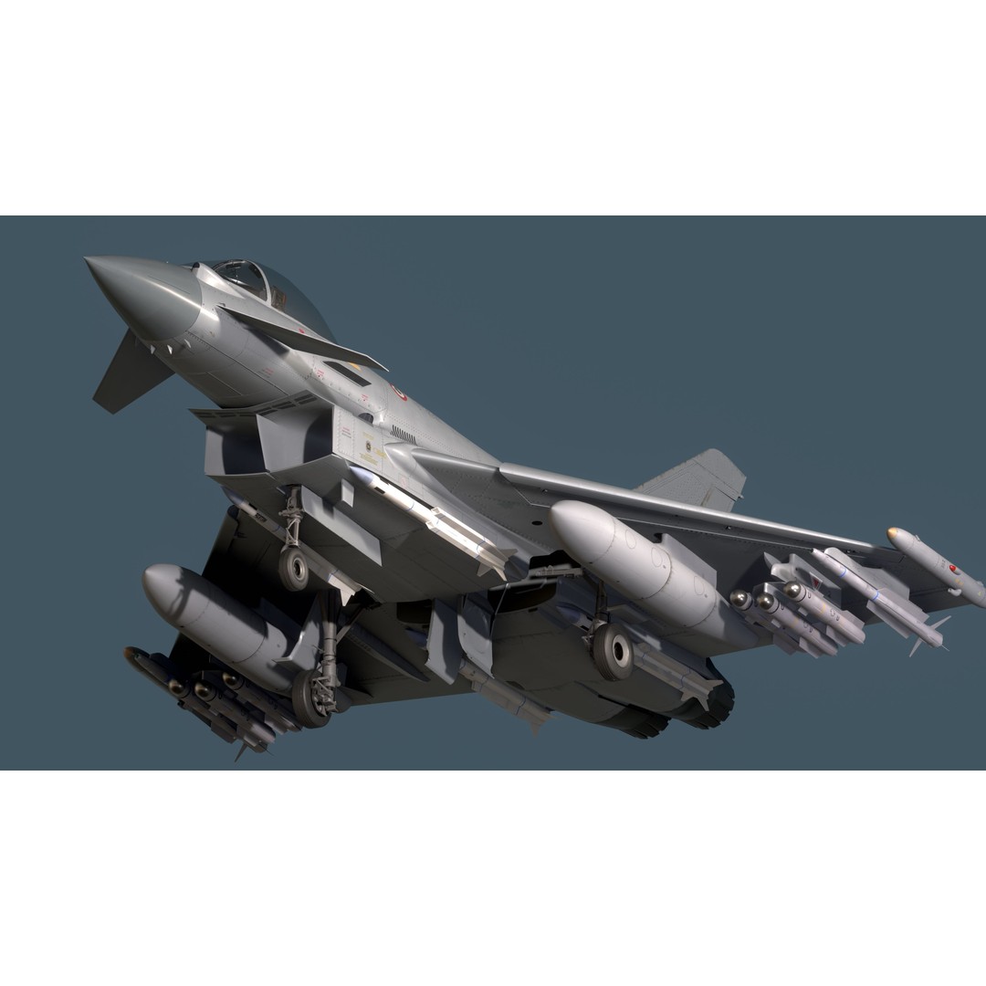 EuroFighter Typhoon 3D Model – Low Poly Rigged Aircraft, FBX, Blender - View 27