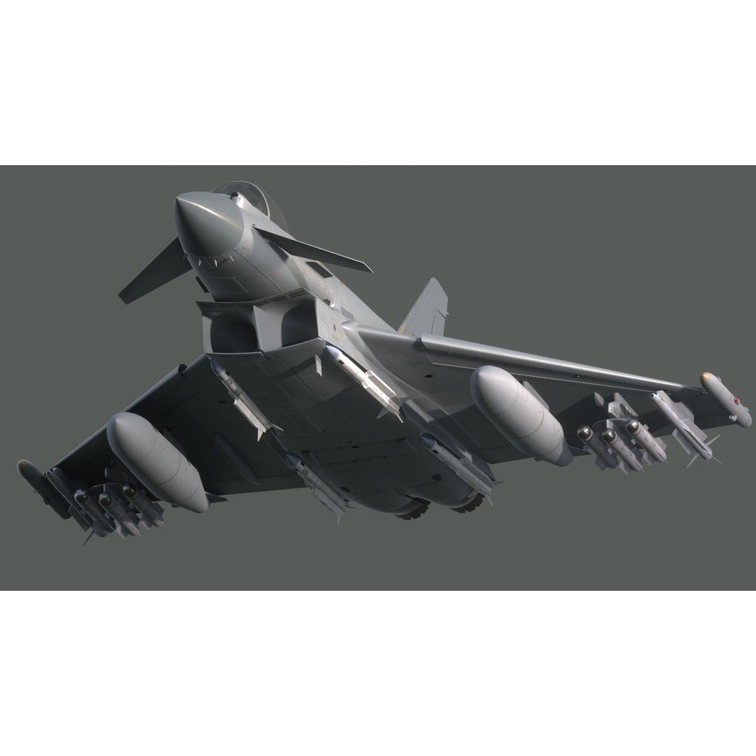 EuroFighter Typhoon 3D Model – Low Poly Rigged Aircraft, FBX, Blender - View 28