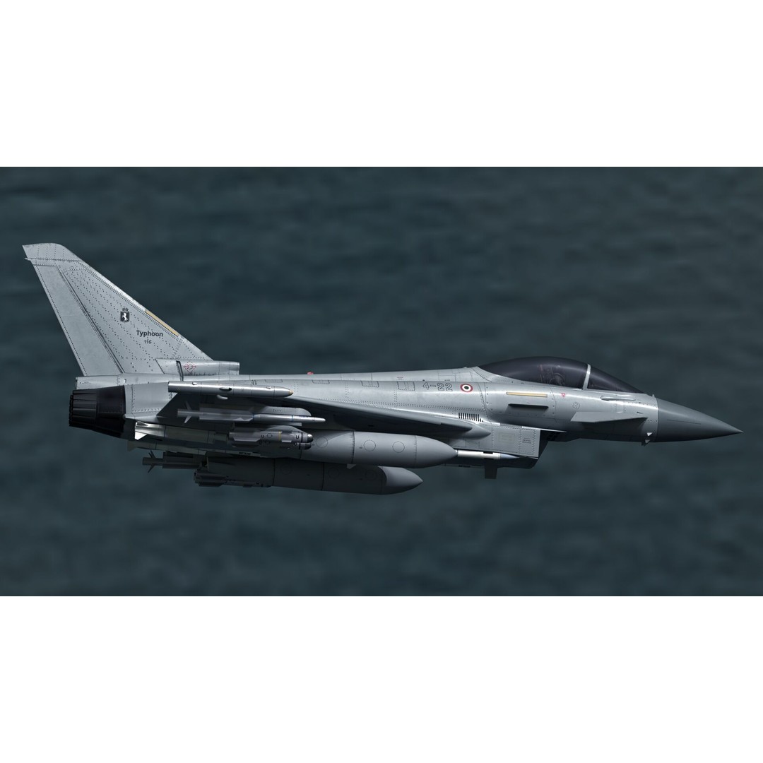 EuroFighter Typhoon 3D Model – Low Poly Rigged Aircraft, FBX, Blender - View 7