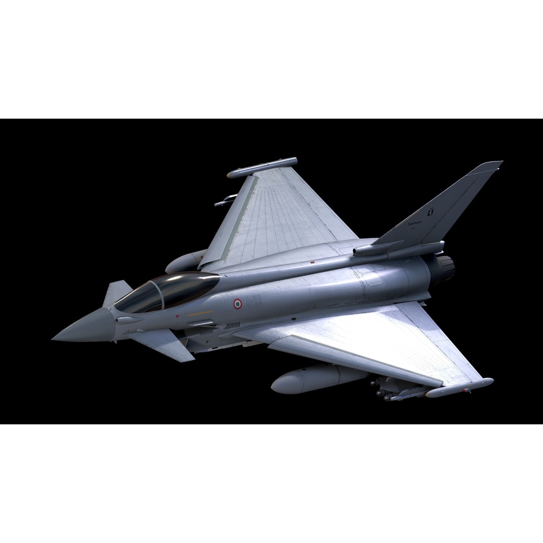 EuroFighter Typhoon 3D Model – Low Poly Rigged Aircraft, FBX, Blender - View 8