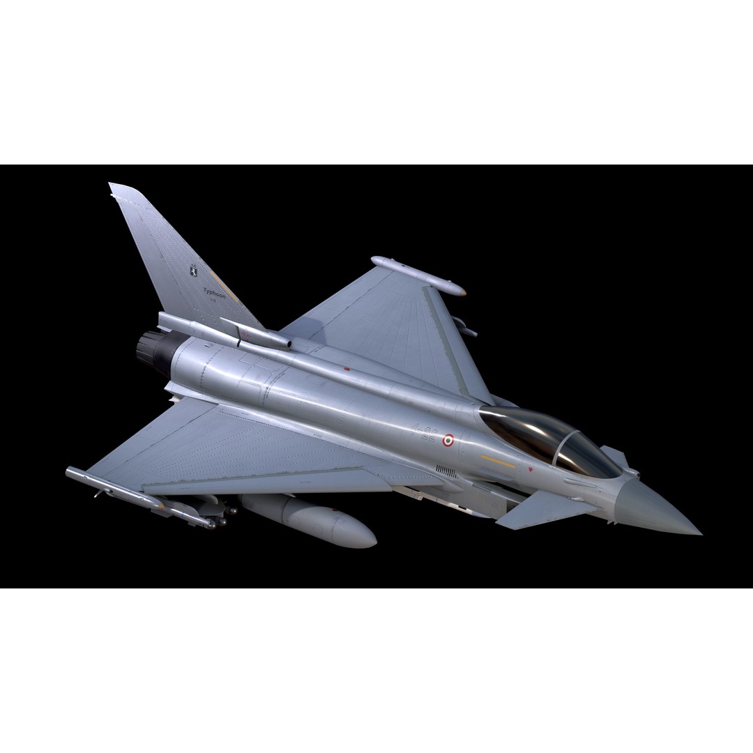 EuroFighter Typhoon 3D Model – Low Poly Rigged Aircraft, FBX, Blender - View 9