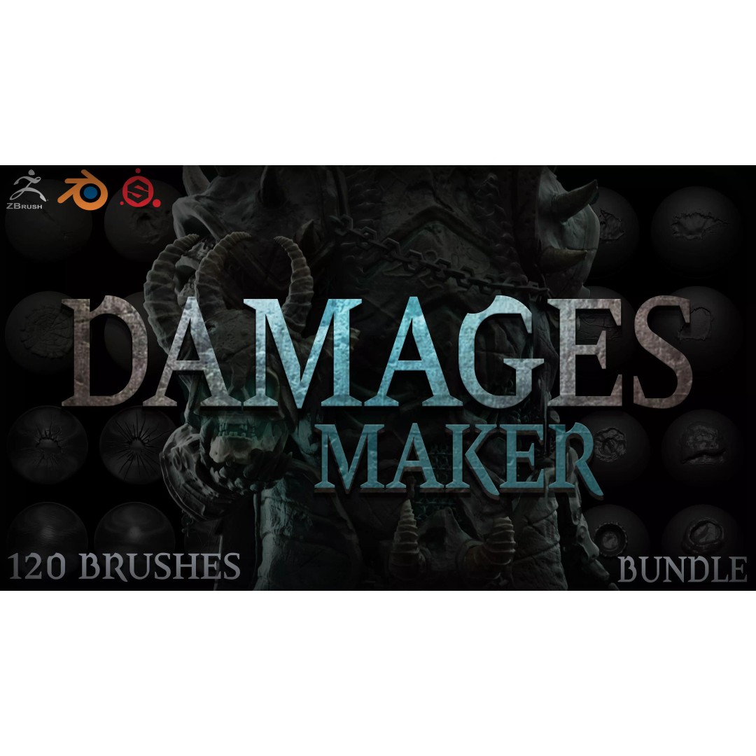 Damages Maker 3D Model – 120 Brushes and Alphas Bundle, ZBrush & Blender - View 2