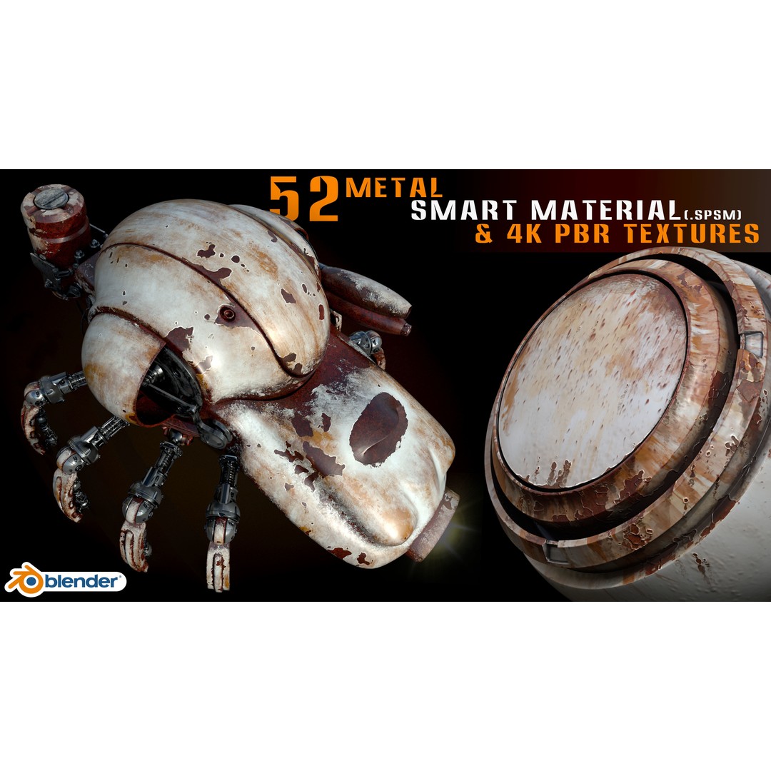 Metal Smart Materials 3D Model – 52 High-Quality PBR Textures for Substance Painter and Blender - View 10