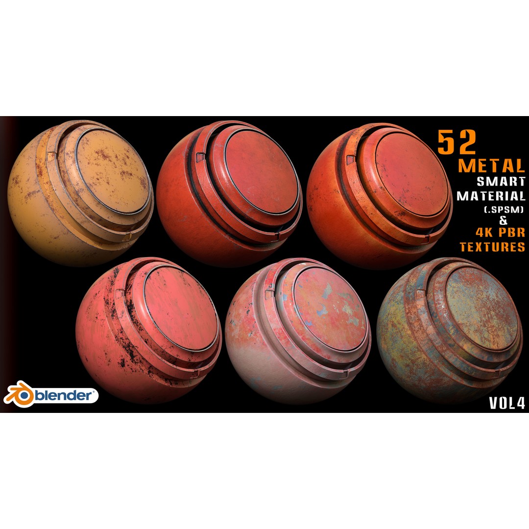 Metal Smart Materials 3D Model – 52 High-Quality PBR Textures for Substance Painter and Blender - View 11