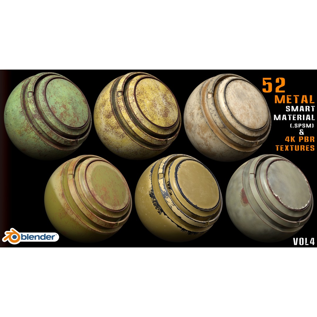 Metal Smart Materials 3D Model – 52 High-Quality PBR Textures for Substance Painter and Blender - View 12