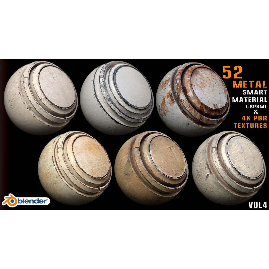 Metal Smart Materials 3D Model – 52 High-Quality PBR Textures for Substance Painter and Blender - View 4
