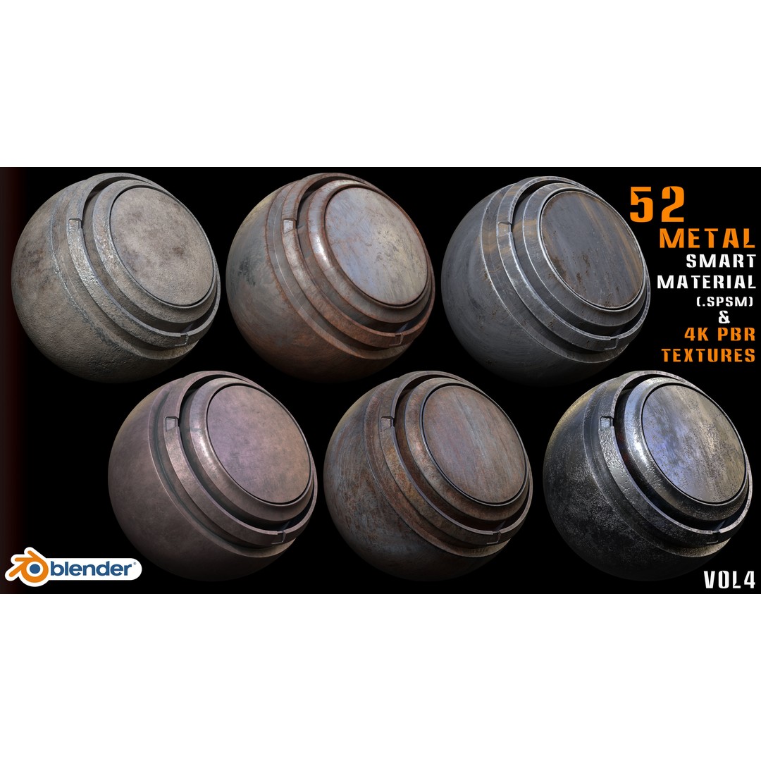 Metal Smart Materials 3D Model – 52 High-Quality PBR Textures for Substance Painter and Blender - View 5
