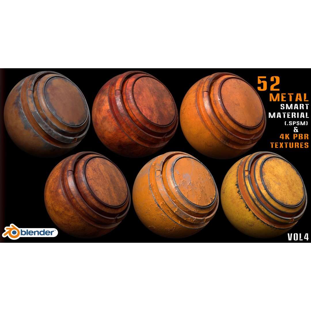Metal Smart Materials 3D Model – 52 High-Quality PBR Textures for Substance Painter and Blender - View 6