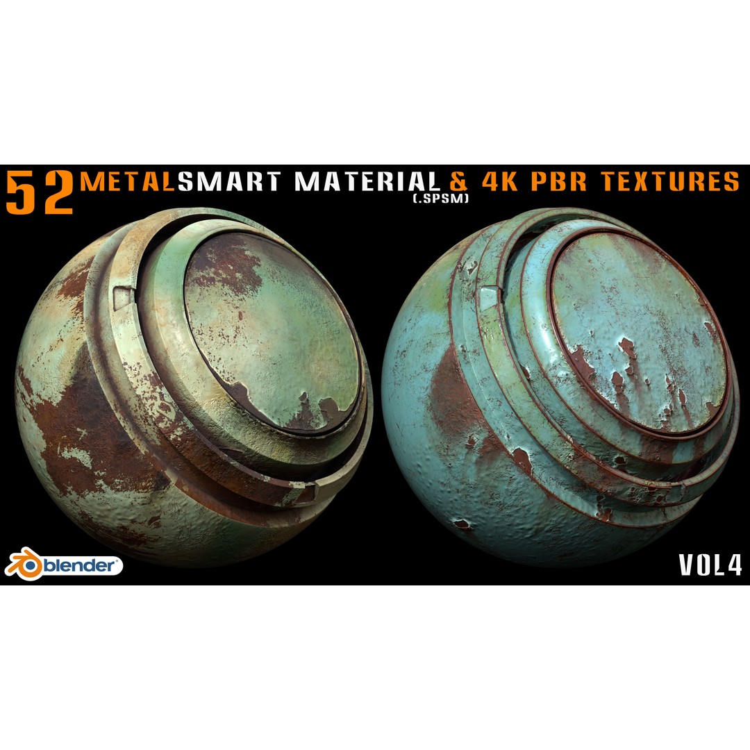 Metal Smart Materials 3D Model – 52 High-Quality PBR Textures for Substance Painter and Blender - View 7