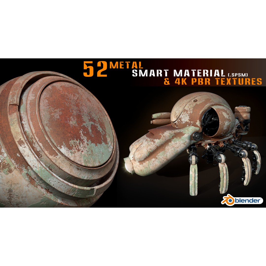 Metal Smart Materials 3D Model – 52 High-Quality PBR Textures for Substance Painter and Blender - View 8