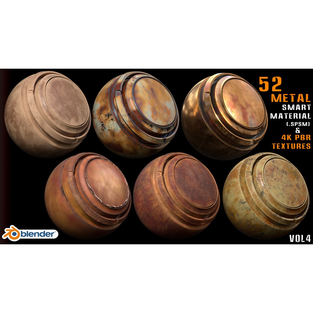 Metal Smart Materials 3D Model – 52 High-Quality PBR Textures for Substance Painter and Blender - View 9