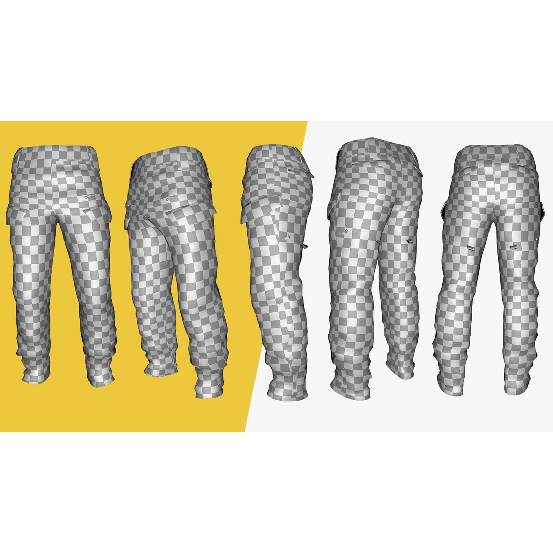 Realistic Pants 3D Model – Rigged Low-Poly Game Asset, FBX - View 19