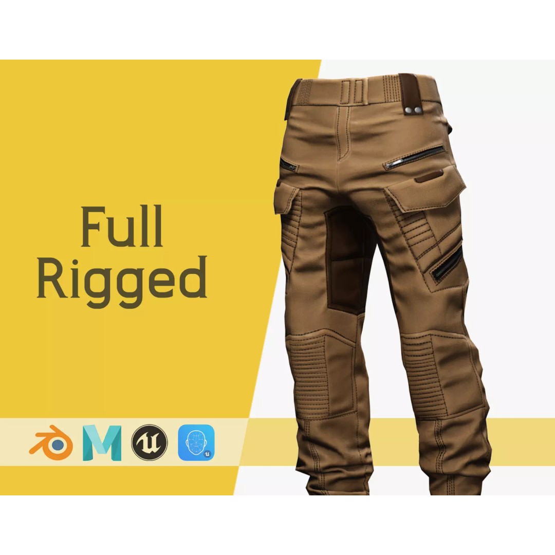 Realistic Pants 3D Model – Rigged Low-Poly Game Asset, FBX - View 2
