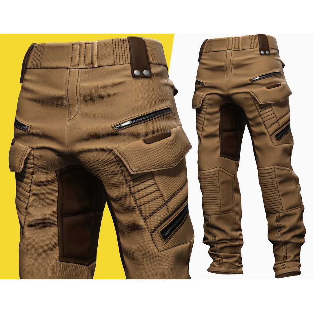 Realistic Pants 3D Model – Rigged Low-Poly Game Asset, FBX - View 3