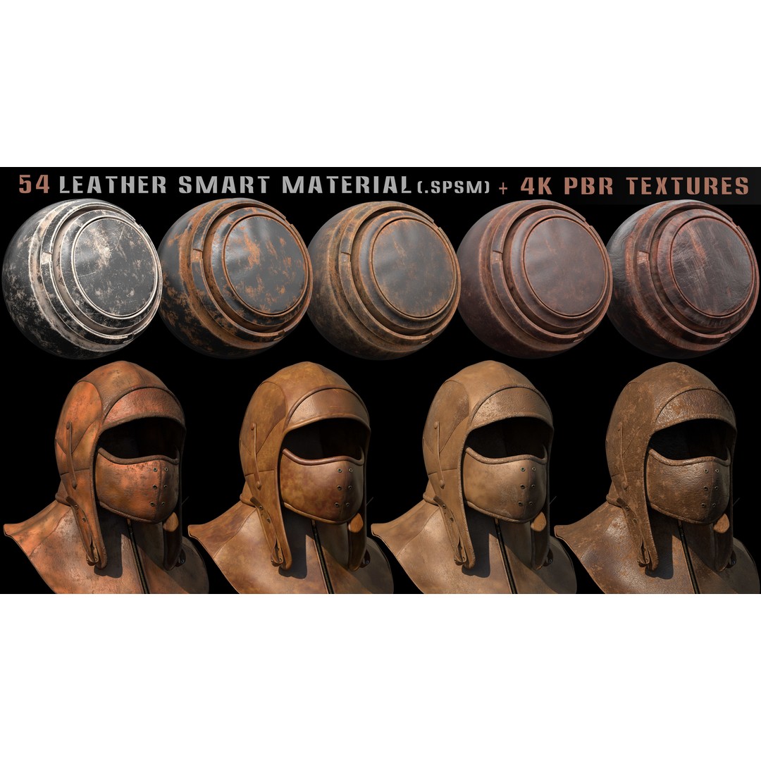 Leather Smart Materials 3D Model – High Quality PBR Textures, SPSM - View 10