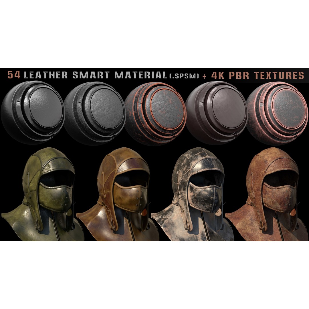 Leather Smart Materials 3D Model – High Quality PBR Textures, SPSM - View 11